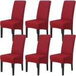 Lot de 6 housse de chaise de salle  manger (bourgogne), housse de chaise extensible couverture de chaise ...