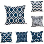 Lot de 6 housses de coussin en toile imprim�es, oreillers d�coratives 45 x 45 cm - style al�atoire