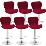 Lot de 6 housses de tabouret pivotant incurv�es, rouge vin, 40 x 30 x 30 cm, pour chaise de bar � dossier ...