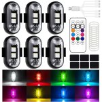Lot de 6 lampes led sans fil pour voiture, 8 couleurs, �tanches, avec t�l�commande, pour motos, voitures ...