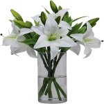 Lot de 6 lys artificiels blancs - d�coration int�rieure �l�gante - fleurs artificielles haute qualit� ...