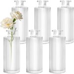 Lot de 6 mini vases verre transparents 13 cm, d�co table mariage / anniversaire vintage