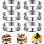 Lot de 6 moule cercle a patisserie en acier inoxydable - cercle a tarte 8cm - antiadh�sifs - forme ronde ...