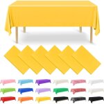 Lot de 6 nappes rectangulaires jetables en plastique jaune de 137 x 274 cm pour f�te, fian�ailles, mariage, ...