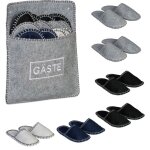 Lot de 6 paires de pantoufles pour les convives, semelle antid�rapante, feutre, pochette pratique, multicolore ...