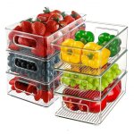 Lot de 6 paniers de rangement empilable transparent, bacs de rangement frigo en plastique, bo�te organisateur ...