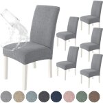 Lot de 6 pi�ces gris clair housse de chaise , housse chaise salle � manger �lastique, couvre chaise moderne ...