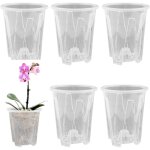 Lot de 6 pots de fleurs transparents en plastique perfor orchide respirant pot fendu avec trous de ...