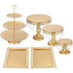 Lot de 6 pr�sentoirs � g�teaux, support ronds en m�tal avec ornements en cristal, 3 �tages pour cupcakes ...