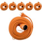 Zenitech - lot de 6 rallonges schuko 16a ho5vv - f 2x1, 5mm 25m - orange