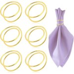 Lntyq - lot de 6 ronds de serviette ronds en m�tal dor� pour d�ner, f�te, mariage, d�coration de bureau ...