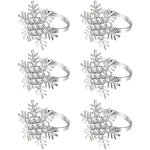 Lot de 6 ronds de serviette de no�l argent�s en forme de flocon de neige avec strass blancs, pour la ...