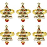 Lot de 6 ronds de serviette nol ? tissu motif sapin, porte - serviettes festifs pour table et cadeaux ...