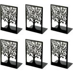 Lot de 6 serre - livres en m�tal - noir - avec motif de forme d'arbre de vie - pour bureau, �cole, maison, ...