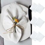 Lot de 6 serviettes de table tissu, serviette tissu avec franges, lavable et r�utilisable serviette gaze ...