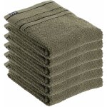 Lot de 6 serviettes de toilette 100% coton bicolore vert kaki et noir 50 x 90 cm tendance Lot de 6 serviettes de toilette 100% coton bicolore vert kaki et noir 50 x 90 cm tendance