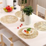 Lot de 6 sets de table ronds dor�s, napperons en pvc dor�, napperons creux, napperons en vinyle press�, ...
