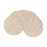 Lot de 6 set de table rond lavable beige set de table tress� en coton r�sistantes � la chaleur antid�rapant ...