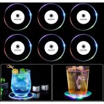 Lot de 6 sous - verres led color�s, avec bouton marche / arr�t et 3 modes d'�clairage, sous - verres ...