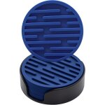 Lot de 6 sous - verres en silicone de 10 cm de diam�tre (bleu marine) avec supports, sous - verres ronds ...