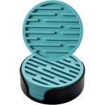 Lot de 6 sous - verres en silicone de 10 cm de diam�tre (vert gris) avec supports, sous - verres ronds ...