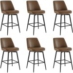 Lot de 6 tabouret de bar, chaise de bar, chaises hautes en pu, rotatif sur 360�avec dossier et repose ...