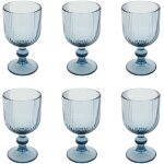 Lot de 6 verres � vin strie  ema  25cl bleu