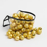 Lot de 60 boules de no�l 6cm dor�es (15 brillantes, 15 mates, 15 textur�es, 15 opalines) avec sac de ...