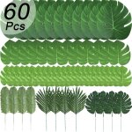 Mowze - lot de 60 feuilles artificielles de 6 types différents enthur, imitation de plantes tropicales ... Mowze - lot de 60 feuilles artificielles de 6 types différents enthur, imitation de plantes tropicales ...