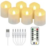 Lot d 6pcs bougies chauffe plat led rechargeables, fausse bougie � led flamme vacillante avec t�l�commande ...