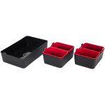 Lot de 7 bo�tes de rangements souples empilables noir et rouge