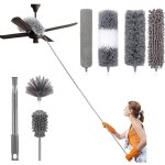 Lot de 7 plumeau poussi�re t�lescopique microfibre nettoyage kit avec poign�e inoxydable lavable t�tes ...