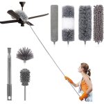 Lot de 7 plumeau poussi�re t�lescopique microfibre nettoyage kit avec poign�e inoxydable lavable t�tes ...