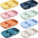 Lot de 8 assiettes � d�ner divis�es avec 3 compartiments, assiettes di�t�tiques incassables pour le contr�le ...