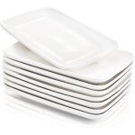 Lot de 8 assiettes rectangulaires en porcelaine blanc 20, 3 cm
