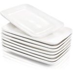 Lot de 8 assiettes rectangulaires en porcelaine blanc 20, 3 cm