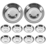 Lot de 8 assiettes rondes en acier inoxydable, plateaux de service pour barbecue et autres aliments