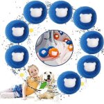 Lot de 8 attrape - poils pour machine  laver, boule anti - poils rutilisable, pour chiens, chats et ...