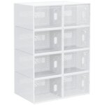 Lot de 8 boites cubes rangement  chaussures modulable avec portes transparentes - dim. 25l x 35l x 19h ...