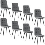 Lewe - lot de 8 chaises de salle  manger, chaise de cuisine en velours et pieds en mtal, chaises tapisses ...