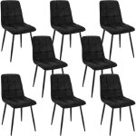 Lewe - lot de 8 chaises de salle à manger rembourrées avec dossier haut et design damier en lin - noir ... Lewe - lot de 8 chaises de salle à manger rembourrées avec dossier haut et design damier en lin - noir ...