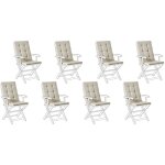 Lot de 8 coussins d'assise et de dossier pour chaises d'ext�rieur avec attaches polyester taupe maui