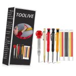 Bluedeer - lot de 8 crayons de charpentier solides crayon, marqueur, craie avec poin�on central, outil ...