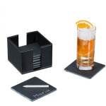 Lot de 8 dessous de verre en ardoise, boîte similicuir, support boissons, 10 x 10 cm, pour bouteilles, ... Lot de 8 dessous de verre en ardoise, boîte similicuir, support boissons, 10 x 10 cm, pour bouteilles, ...