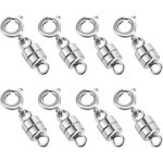 Lot de 8 fermoirs magn�tiques argent�s pour colliers, bracelets de cheville (2 cm)