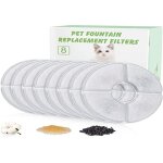 Lot de 8 filtres pour fontaine  chat, filtre  charbon actif pour chat de 1, 6 l, filtres de rechange ...