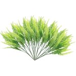 Feiyue - lot de 8 fleurs artificielles en plastique pour extrieur, feuilles de fougre persane simule ...