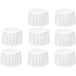 Lot de 8 nappes rondes jetables 84 pouces en plastique imperm�able blanc peva