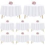 Lot de 8 nappes rondes en polyester blanc de 228 cm, lavables, nappe ronde nappe blanche pour mariage ...