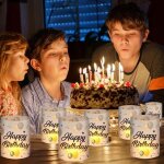 Lot de 8 photophores d�coratifs de table d'anniversaire, d�coration happy birthday pour hommes et femmes, ...
